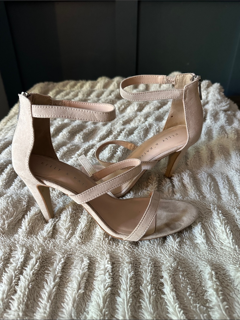 Kelly & Katie Blush Nude Ankle-Strap Stiletto Heels